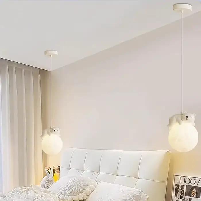 Appliques murales en forme d'ours blanc et de lapin blanc pour chambre d'enfant, style nordique, éclairage quotidien, résine et fer, idéal pour chambre de garçon ou de fille, certification CCC et CE