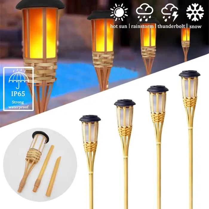 Lampes solaires LED effet flamme lampe artisanat bambou étanche éclairage de jardin Torches de pelouse cour paysage lumière extérieure