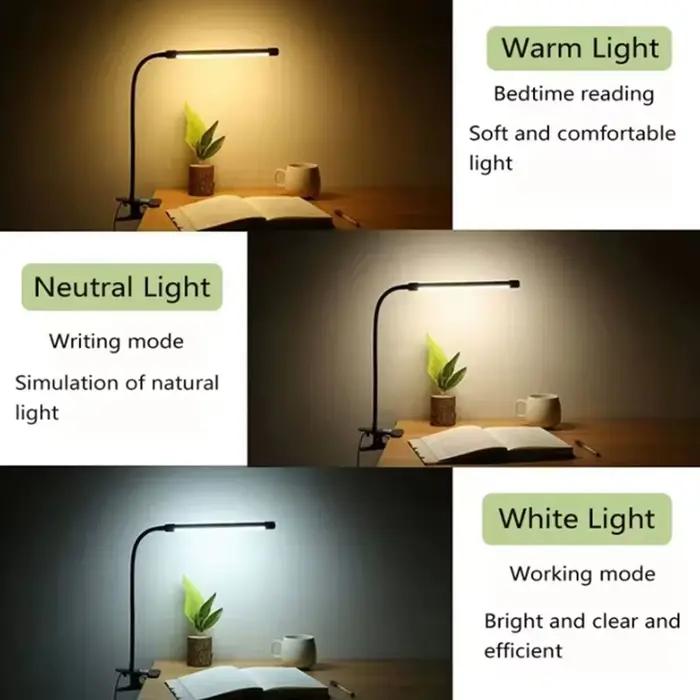 Lampe de Lecture LED à Intensité Variable Modèle Moderne Lampe Bureau Lampe Clipser Lampe De Chevet Protection Yeux Occasions Spéciales