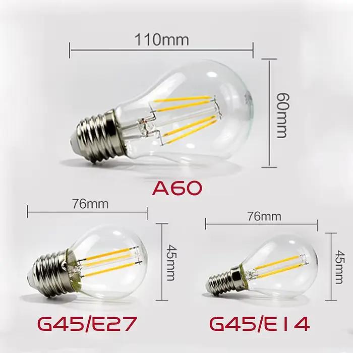 A60 Antique rétro Vintage Edison lumière LED E27 Golde incandescent G45 A60 lampe 220V 2W 4W 6W 8W 2700k ampoules pour la décoration de la maison