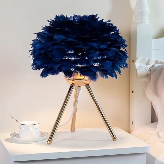 Lampe de Table en plumes pour chambre à coucher
