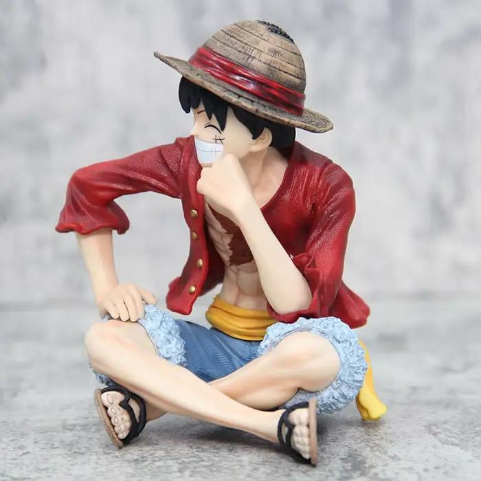 Anime One Piece Monkey D Luffy assis Ver. Statue de Collection de figurines d'action en PVC, modèle de jouets pour enfants, poupée cadeaux 13cm