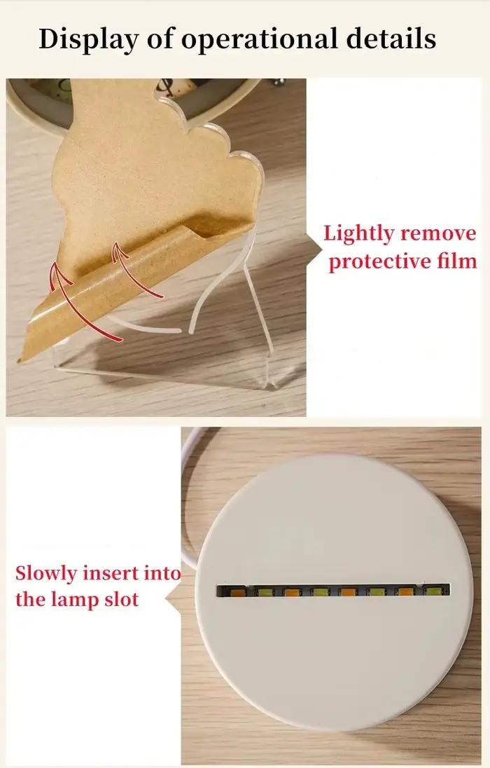 LED 3D créatif amour ours lampe acrylique USB veilleuses