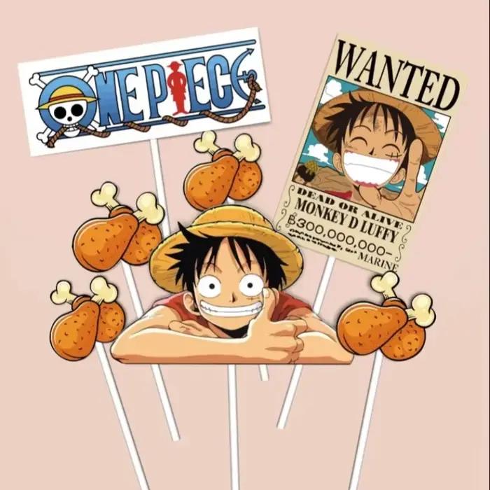 7 pièces ONE PIECE Luffy Cake Topper Anime Garçon Fille Décoration de gâteau d'anniversaire Drapeau de gâteau Fournitures de fête pour Anniversaire d'enfants Baby Shower