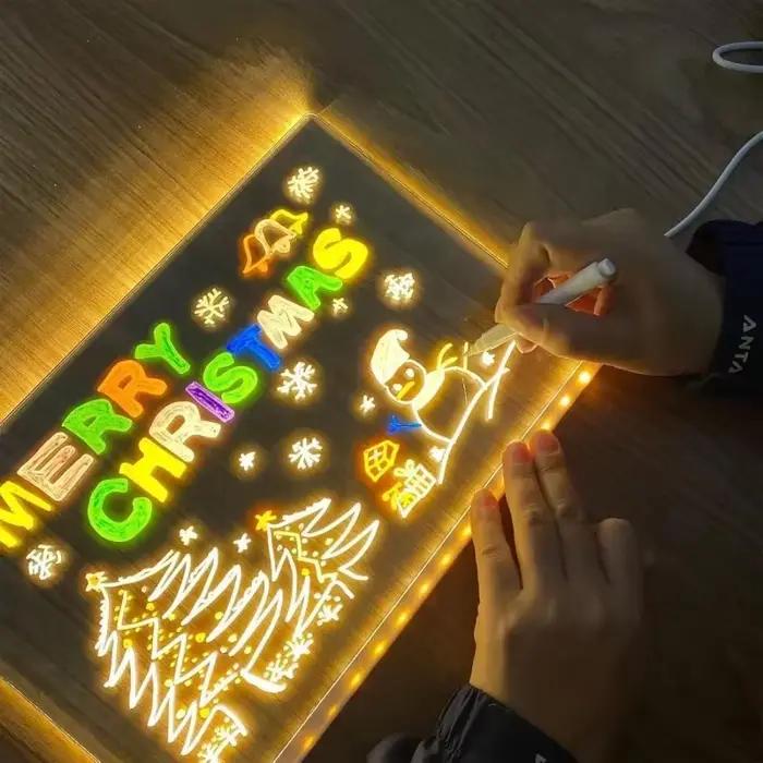 Lampe LED personnalisée, tableau de messages en acrylique, effaçable, USB, planche à dessin pour enfants, veilleuse de chambre à coucher, cadeau d'anniversaire pour enfants