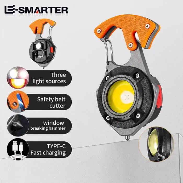 Lampe de surbrillance portable multifonctionnelle, charge rapide de type C, grande capacité d'autonomie de la batterie, lampe porte-clés, lampe de poche COB