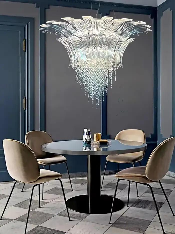 Pétale verre fleur pendentif plafonnier moderne salon Lustres pour escalier Table à manger