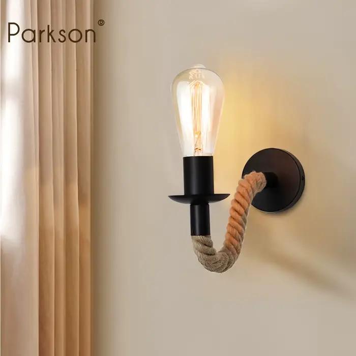 Applique murale en bois vintage avec ULde chanvre