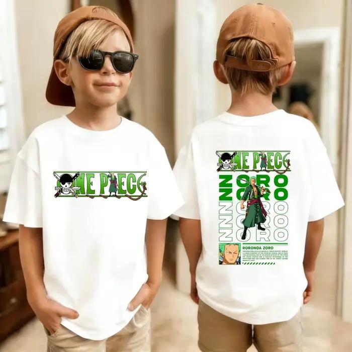 Nouveaux t-shirts à manches courtes en coton pour garçons et filles, vêtements d'été pour enfants, t-shirts d'anime Luffy Zoro Nami Chopper, vêtements mignons, t-shirts de dessins animés