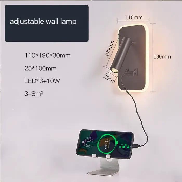 Applique murale rotative moderne avec Usb chambre étude salon hôtel chevet lecture Rotation mur LED lumière avec interrupteur de commande