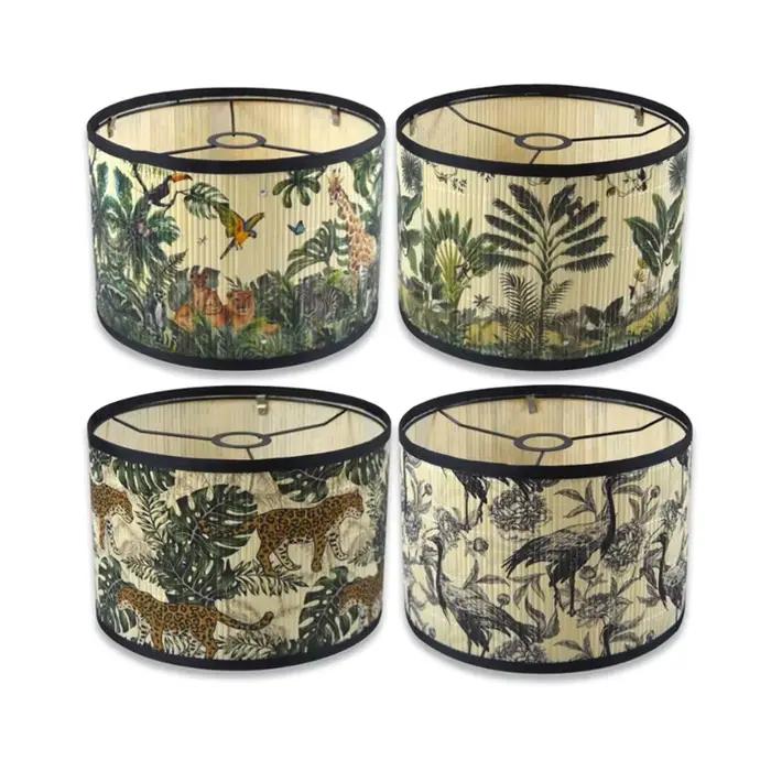 Abat-jour en bambou contemporain avec motifs floraux et oiseaux pour éclairer et décorer votre chambre ou salle de lecture