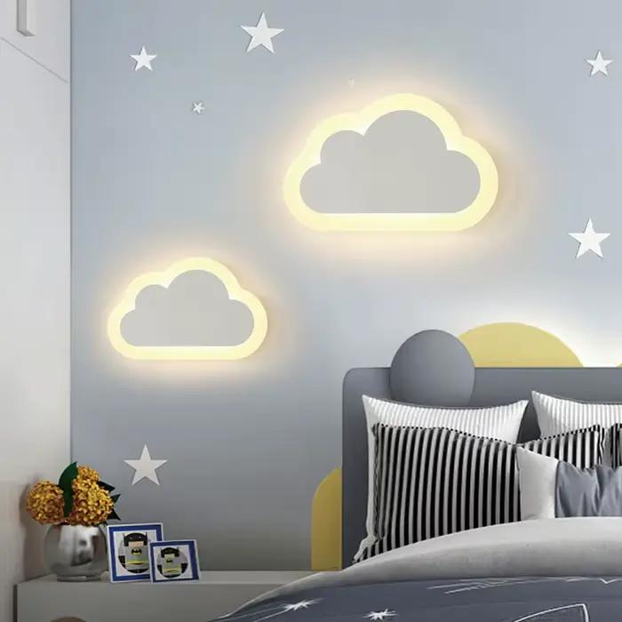 Lampe murale nuage pour chambre à coucher, lampe de chevet, dessin animé souriant, chambre d'enfant, mur de fond masculin et féminin, minimalisme créatif