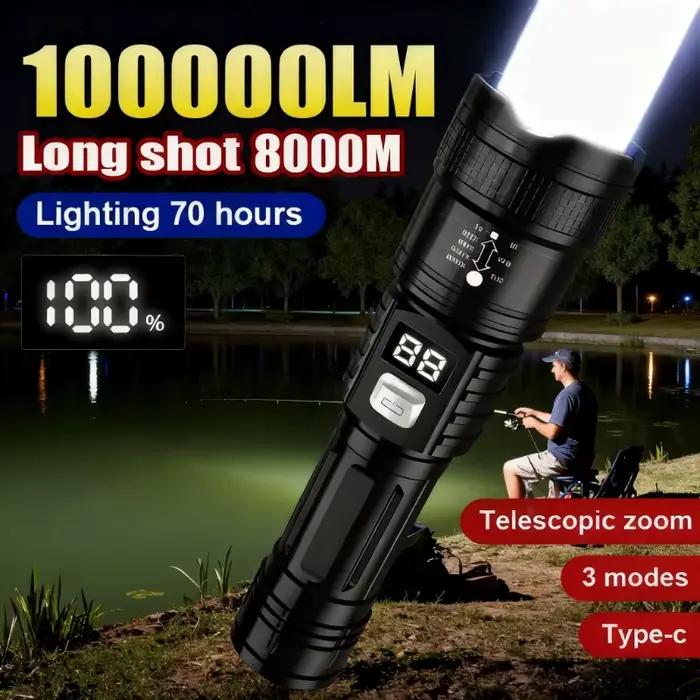100000LM lampe de poche Super lumineuse torche LED Rechargeable
