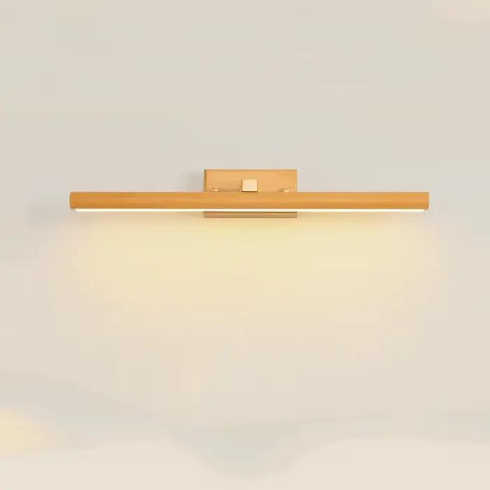 Nature bois miroir applique murale lampe solide noir salle de bain