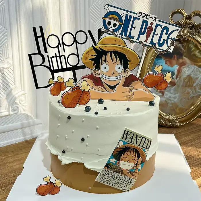 Décoration de gâteau One Piece Luffy, thème bateau pirate, voile de dessin animé, décoration amusante et originale pour gâteau d'anniversaire, activité de groupe DIY