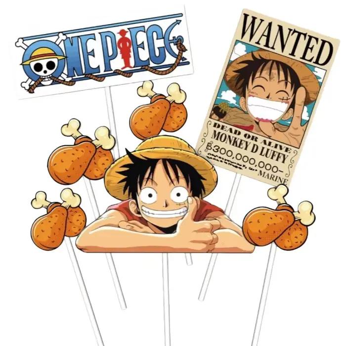 7 pièces ONE PIECE Luffy Cake Topper Anime Garçon Fille Décoration de gâteau d'anniversaire Drapeau de gâteau Fournitures de fête pour Anniversaire d'enfants Baby Shower
