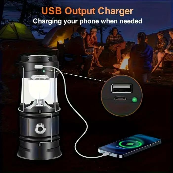 Lanterne solaire rechargeable USB pliable et portable pour camping urgences coupures de courant tempête style contemporain ABS LED IP65