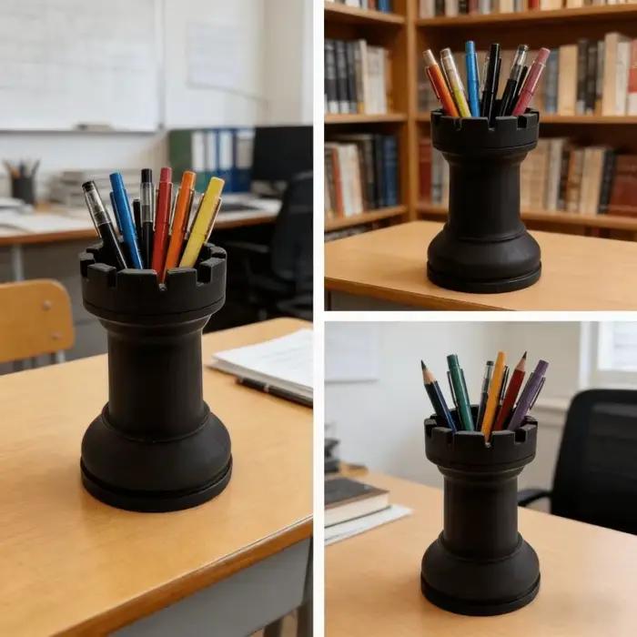Porte-stylo en forme d'échiquier, style créatif et simple, porte-stylo au design d'échecs internationaux, boîte de rangement pour cosmétiques, vase créatif, papeterie, organisateur de pinceaux de maqu