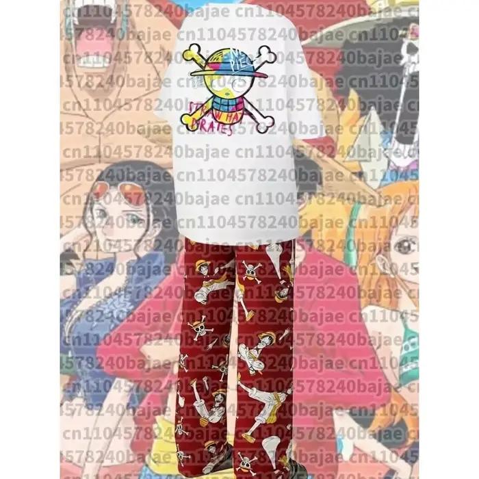 Nouveaux ensembles de vêtements d'été 2026 One Piece Anime : T-shirts et pantalons de pyjama surdimensionnés pour adultes/enfants, hommes et femmes, tenues d'intérieur