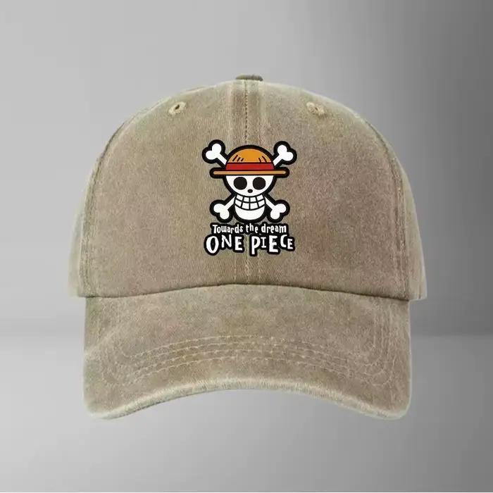 Casquette de baseball en coton doux imprimée One Piece, casquette à visière unisexe, motif dessin animé, protection solaire, chapeau décontracté pour l'extérieur, cadeau