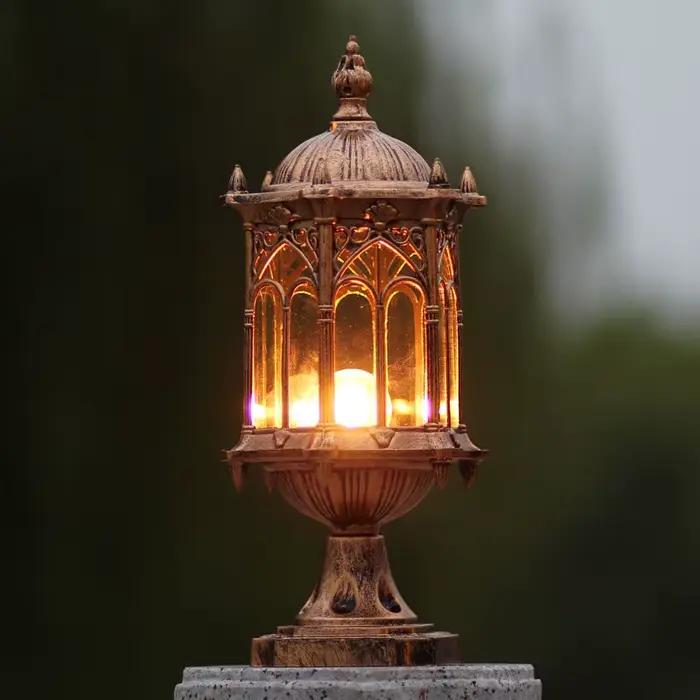 Lampe de pilier extérieure rétro européenne pour éclairer et décorer entrée, porche, allée, cuisine, salon, chambre, salle de bains