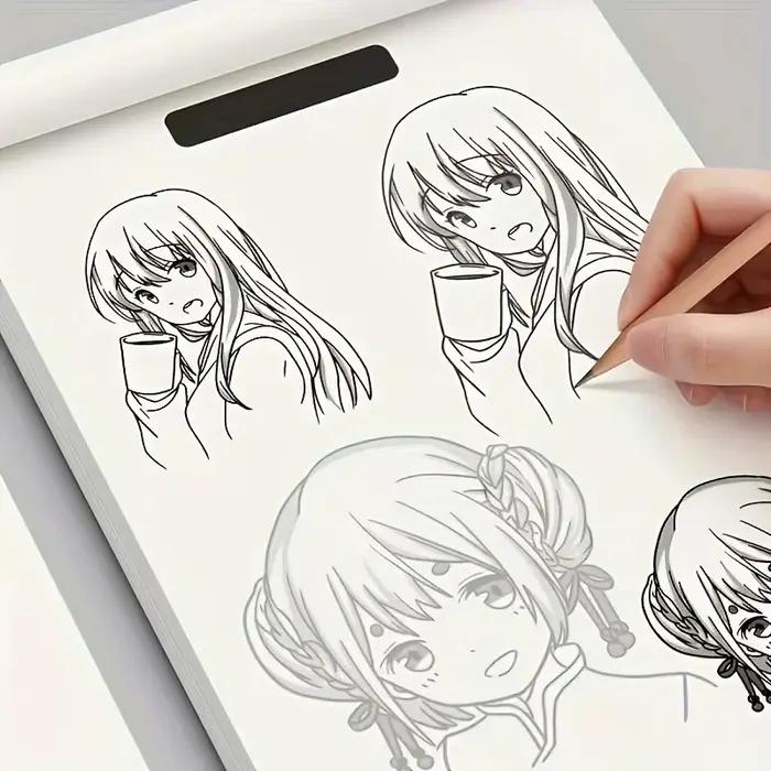 Livre de dessins de personnages d'anime pour débutants | Carnet de croquis de 48 pages avec lignes de base | Idéal pour les dessinateurs et les stylistes de dessins animés