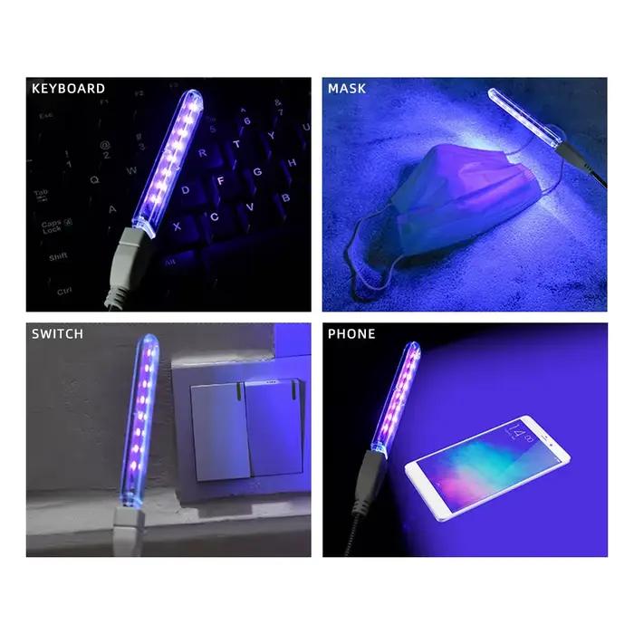Lampes de stérilisation ultraviolettes LED DC5V, 8 LED, Mini lumières de désinfection portables UVA, lampes UV, lampe germicide USB