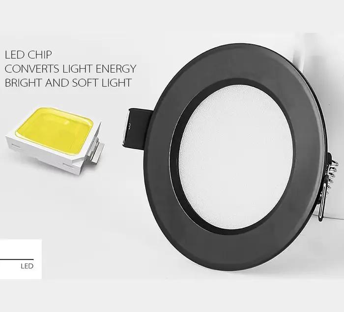 LED downlight lampe noir étanche 3 w 5 w 7 W 9 W 12 W 15 W LED spot 220 V 230 V plafond encastré downlights rond LED panneau lumineux