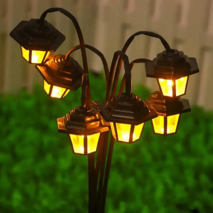 Lanterne rétro lumière décorative à énergie solaire 6 LED