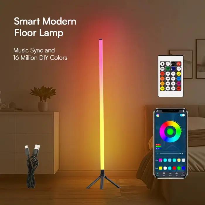 360 ° Lampadaire à intensité variable 103cm RGB USB lumières pour jeu salon chambre lumière d'angle avec application