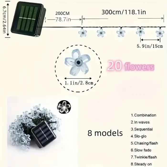 Guirlande solaire décorative en fleurs de cerisier violettes, imperméable, pour l'extérieur, atmosphère féerique, lampe de jardin, Halloween