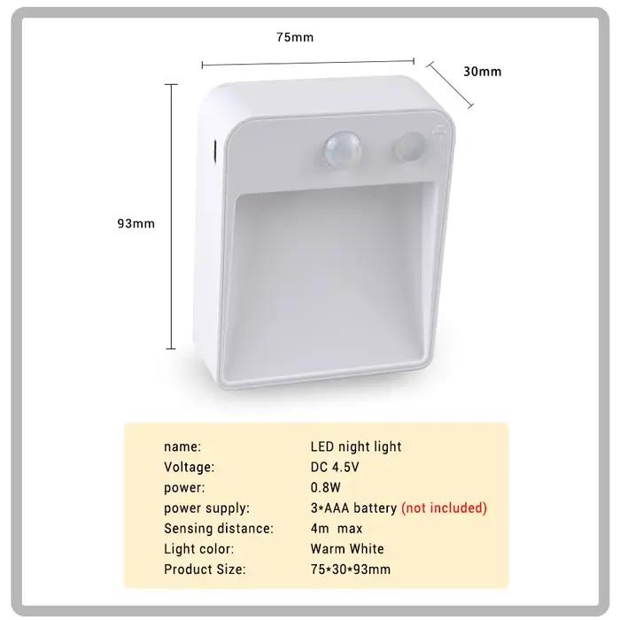 LED veilleuse PIR capteur de mouvement lampe de nuit détecteur sans fil AA alimenté par batterie applique marche/arrêt automatique armoire escaliers éclairage