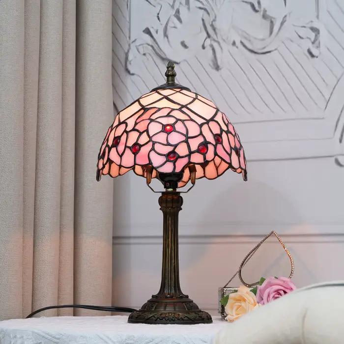 Lampe de table en verre teinté fleurs de cerisier roses pour salon chambre à coucher occasion spéciale cadeau fête des mères anniversaire