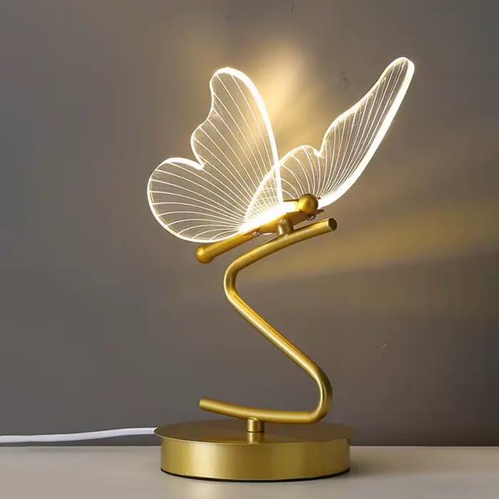 Lampe de Table LED éclairage intérieur bouton de commutation décoration de la maison chambre chevet salon Restaurant nordique papillon lampes de bureau