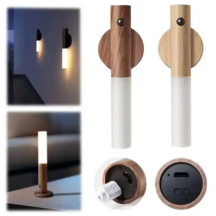 LED Rechargeable magnétique veilleuse Imitation bois applique armoires de cuisine lumière créative intelligente automatique PIR capteur de mouvement