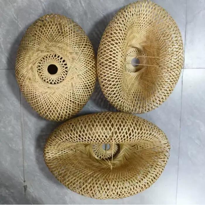Fait à la main en bambou rotin abat-jour Double couche dôme léger ombre asiatique rustique japonais Style osier pendentif éclairage bricolage Chandelie