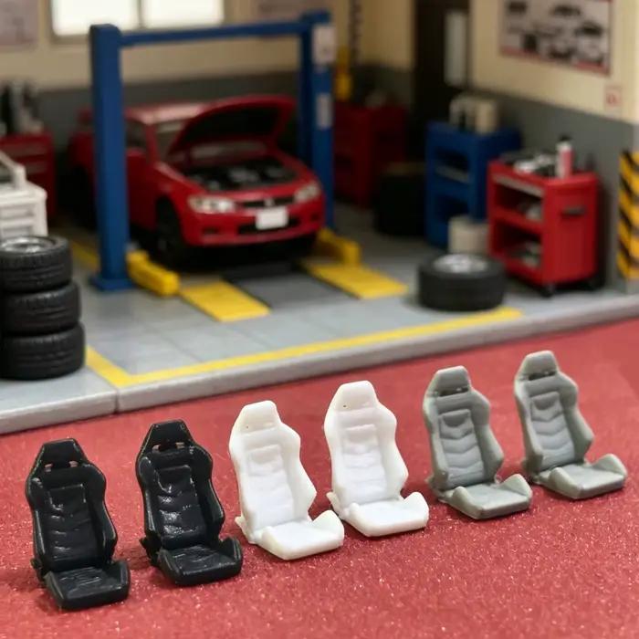 Sièges baquet miniatures 1/64 pour voitures de course, pièces de modification intérieure de voiture, accessoires de garage pour diorama