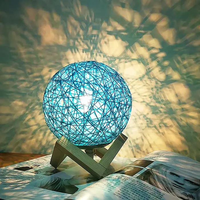 Abat-jour suspendu rond concis en rotin tissé à la main bambou style naturel pour décoration intérieure chambre salon bureau occasions spéciales