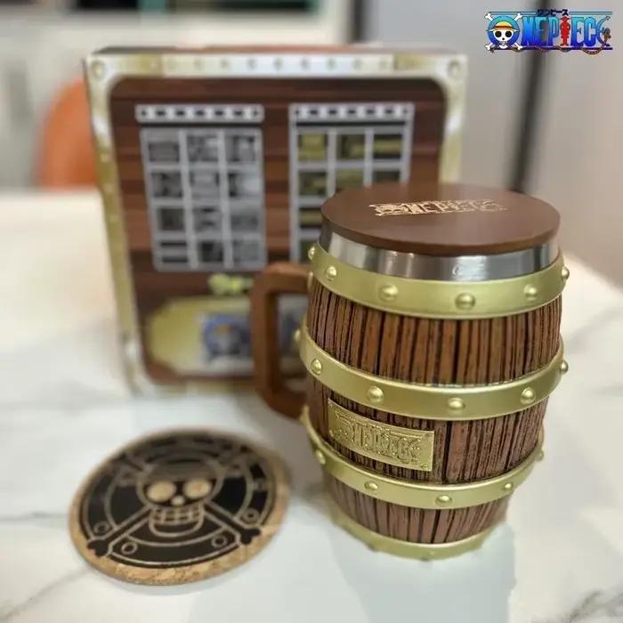 Figurine une pièce Ace Luffy Sabo, tasse de baril de vin, série Cheers, ornement or et argent, modèle de poupée, jouet de Collection pour enfants, noël