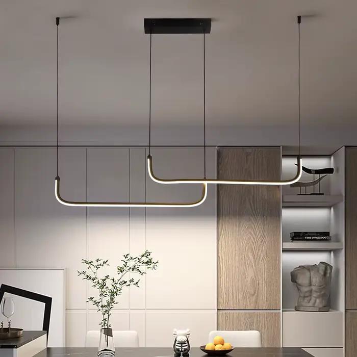 Luminaire suspendu LED doré moderne pour salle à manger Design élégant avec hauteur réglable Solution d'éclairage économe en énergie