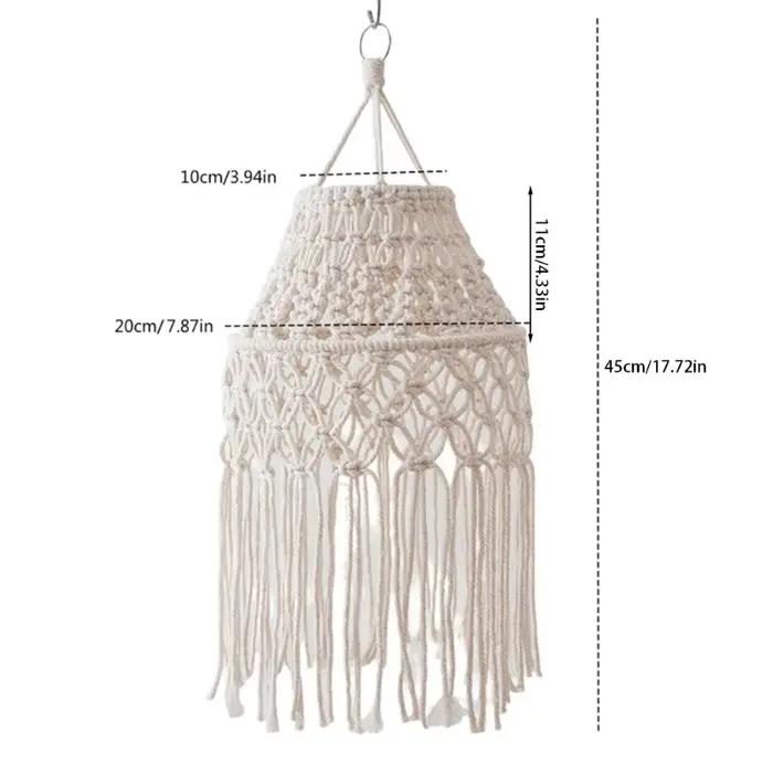Abat-jour en macramé géométrique en coton tricoté pour salon chambre à coucher bureau pépinière dormitorio ouvertes-decoration-interieur-boheme-tradition-artisanales