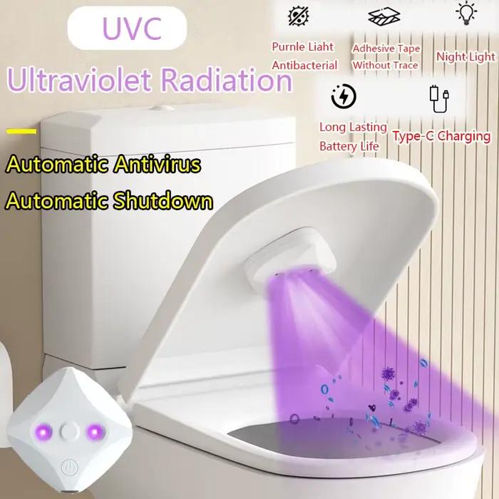 Lampe désinfectante UV pour toilettes, rechargeable par USB, pour la maison, l'hôtel, la salle de bain – désinfection intelligente des toilettes, anti-germes, stérilisation