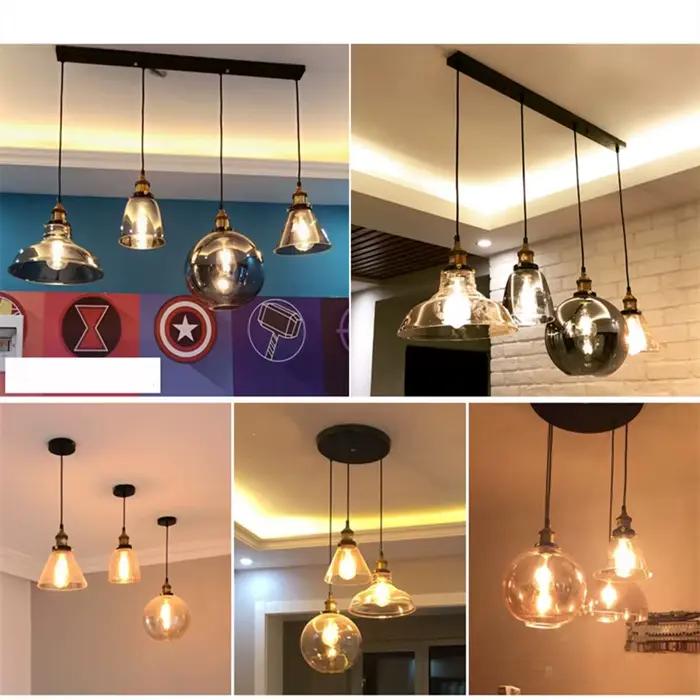 Lampes suspendues Vintage nordiques lampe à main en verre industriel pour salle à manger décor de Bar Luminaire rétro Suspension luminaires de cuisine