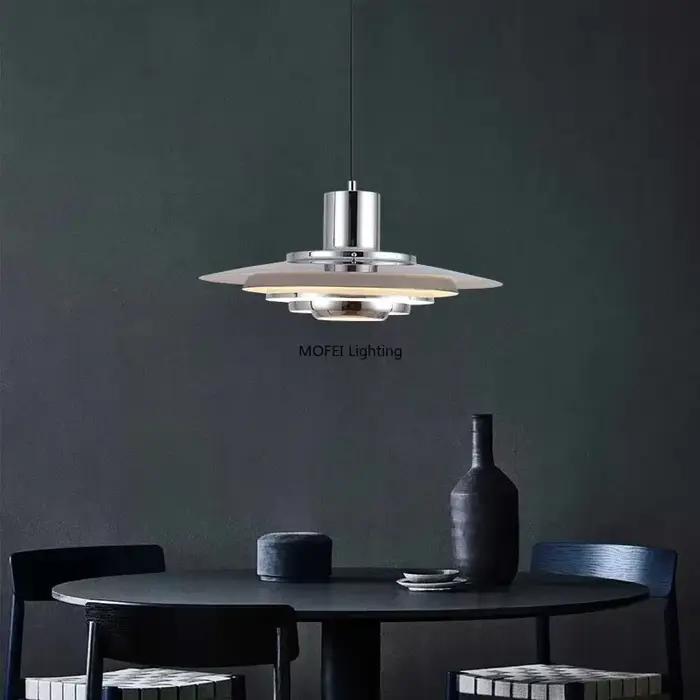 Lampe nordique blanc argent métal E27 minimalisme LED lustre Art Design cuisine chambre décoration de la maison suspension réglable