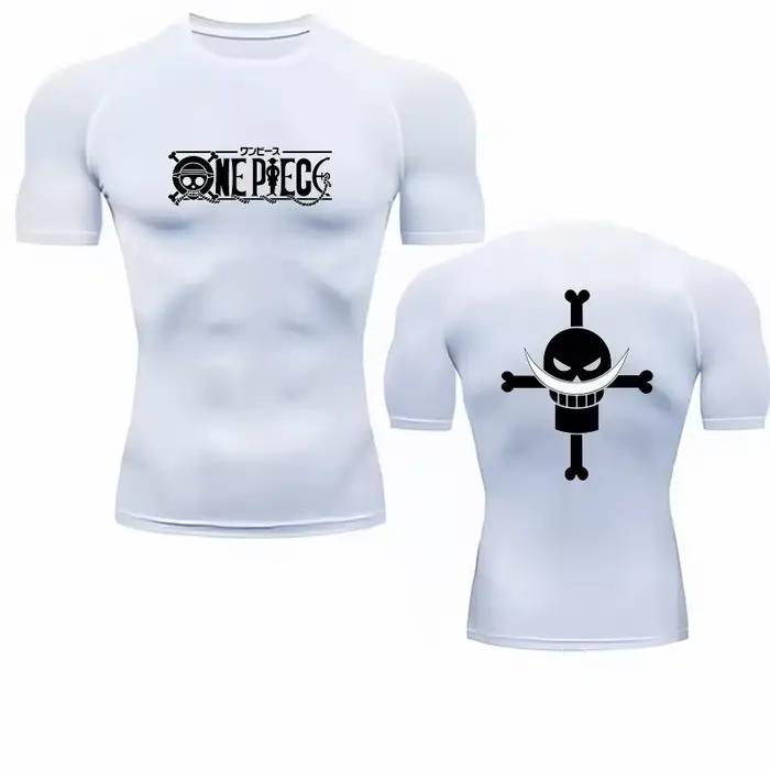 Bandai One Piece T-shirt pour hommes avec logo Whitebeard, Compression, Fitness, Gym, séchage rapide, T-shirt de Sport confortable et respirant, Streetwear