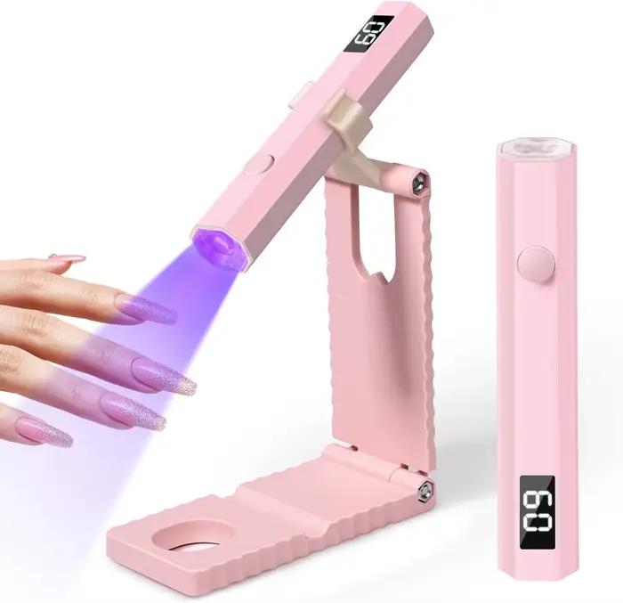 Mini Lampe UV pour Ongles - Avec Minuteries et Support Réglable, Lampe à Ongles Portable pour Gel, Séchoir à Ongles Rechargeable pour Durcissement Rapide de la Colle