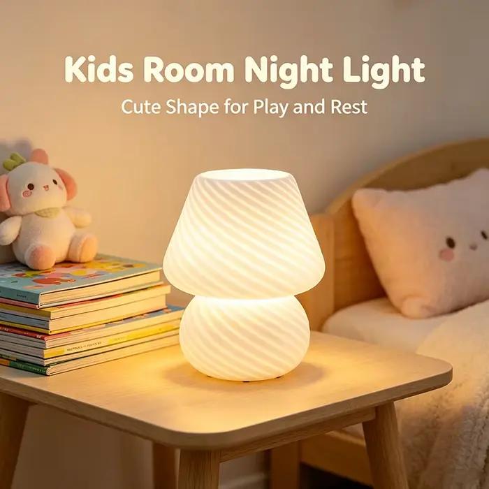 Lampe de table en verre à LED pour chambre à coucher