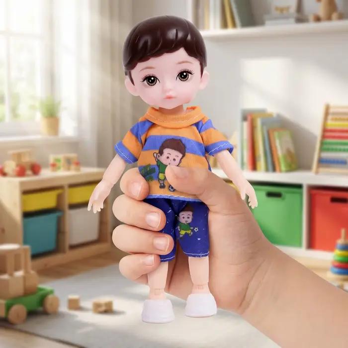 Poupées mignonnes une pièce de 6 pouces, modèle garçon 13 articulations mobiles, yeux peints en plastique, jouets cadeaux d'anniversaire pour enfants filles