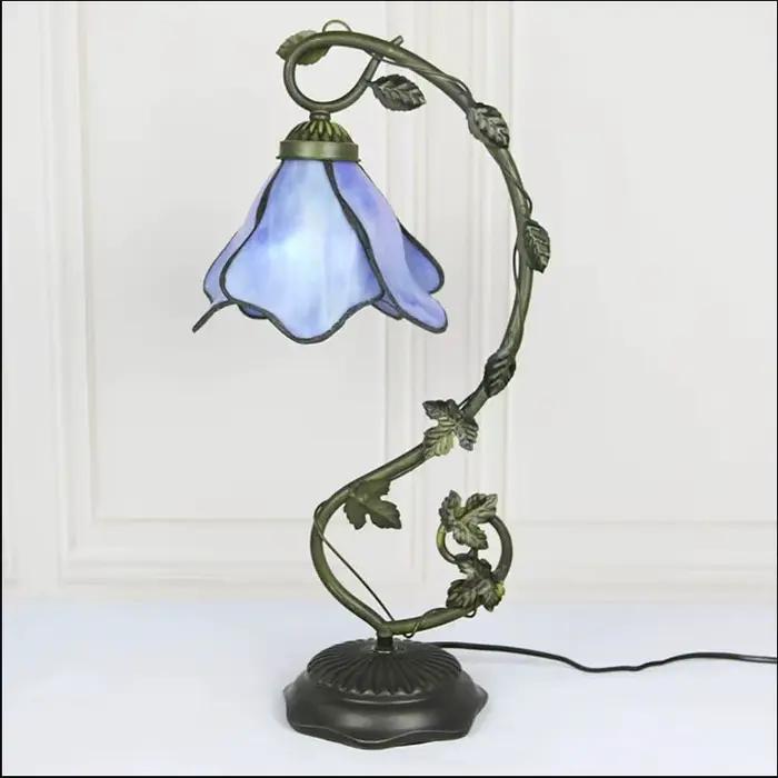 LongHuiJing Tiffany lampe vitrail Table veilleuse Style glycine W8H20.3 pouces bureau chevet Antique artisanat lampes cadeau
