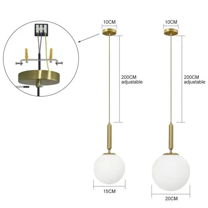 Lampes suspendues en verre modernes pour chambre à coucher bar